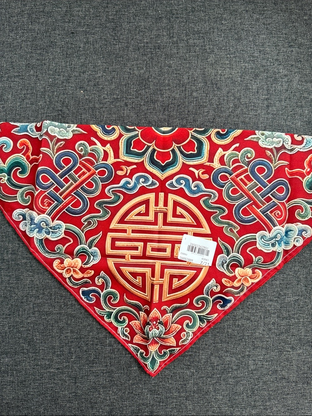 Traditional Chinese Red Silk-like Dog Bandana